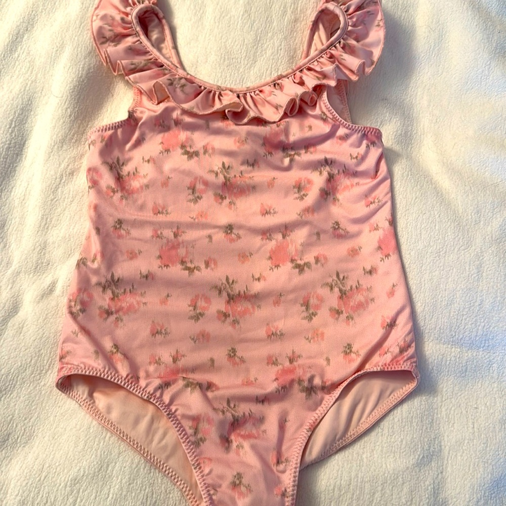 Loveshackfancy floral pink girls swimsuit